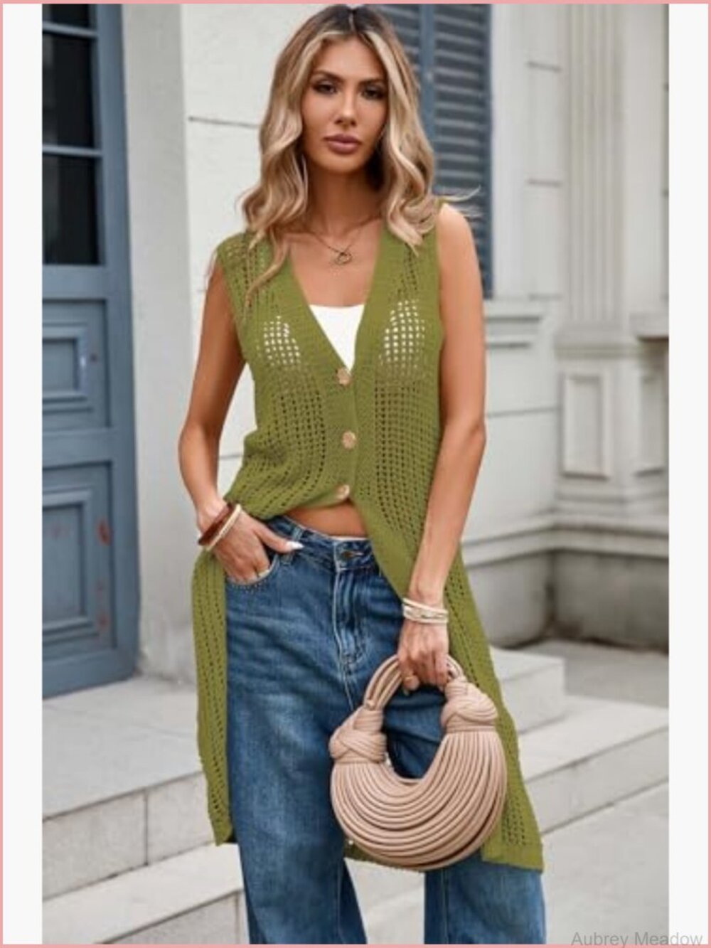 Crochet Sleeveless Cardigan Summer Hollow Out Long Vest Boho Beach Swim Cover Up - Picture 6 of 7